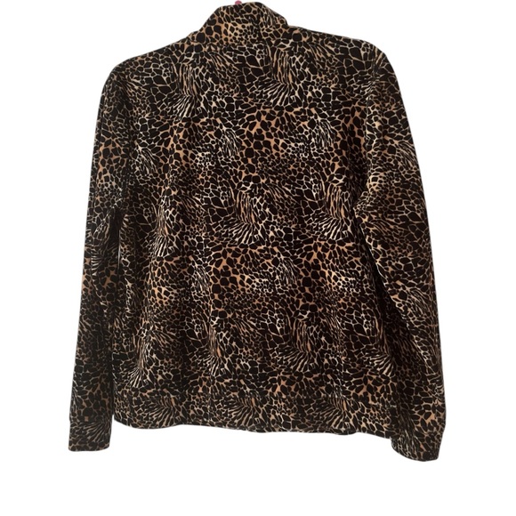 Kim Rogers Long Sleeve Animal Print Velour Zip Jacket Size M - Picture 7 of 10